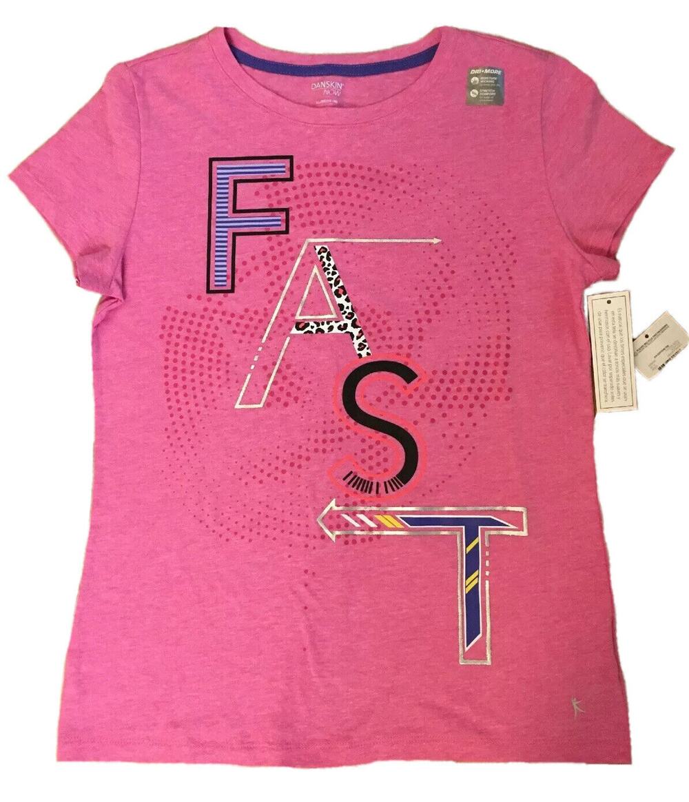 Girls Short Sleeve Tee Shirt PINK Danskin Now XL 14-16 - FAST Design - NWT